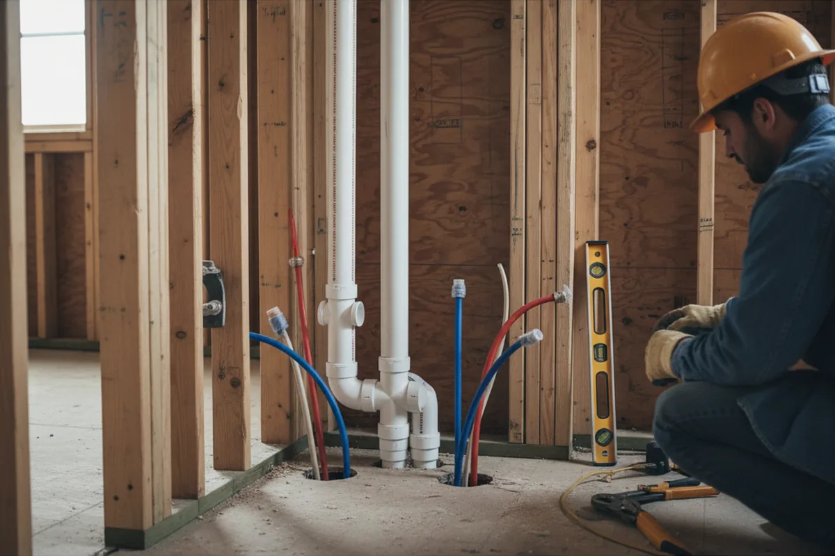 Drain and supply rough-in during Leak Detection in East Helena